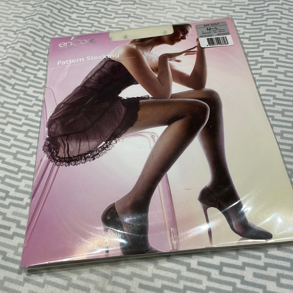 Sexy pattern stocking pantyhose checkered dotted ivory sz: m-l
